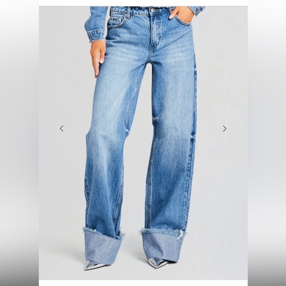 SER.O.YA Denim - SER.O.YA Margot cuffed boyfriend jeans Light Blue wide leg $328 sz 26